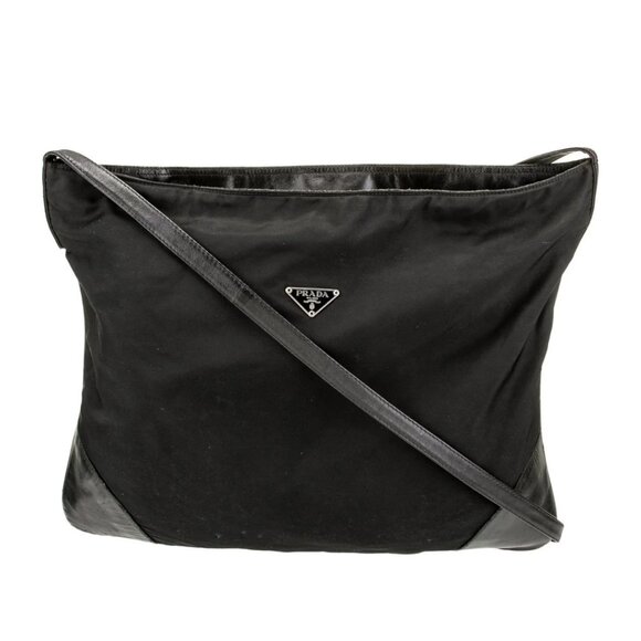 Prada Crossbody Bag Triangle Leather Trim Nylon Messenger  EUC - Picture 2 of 12